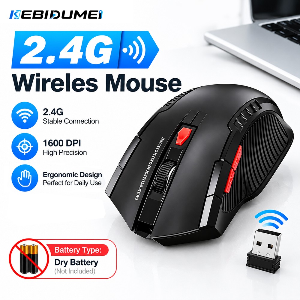 Laptop Original Accessories - KEBIDUMEI 2.4G Wireless Mouse 6 Buttons