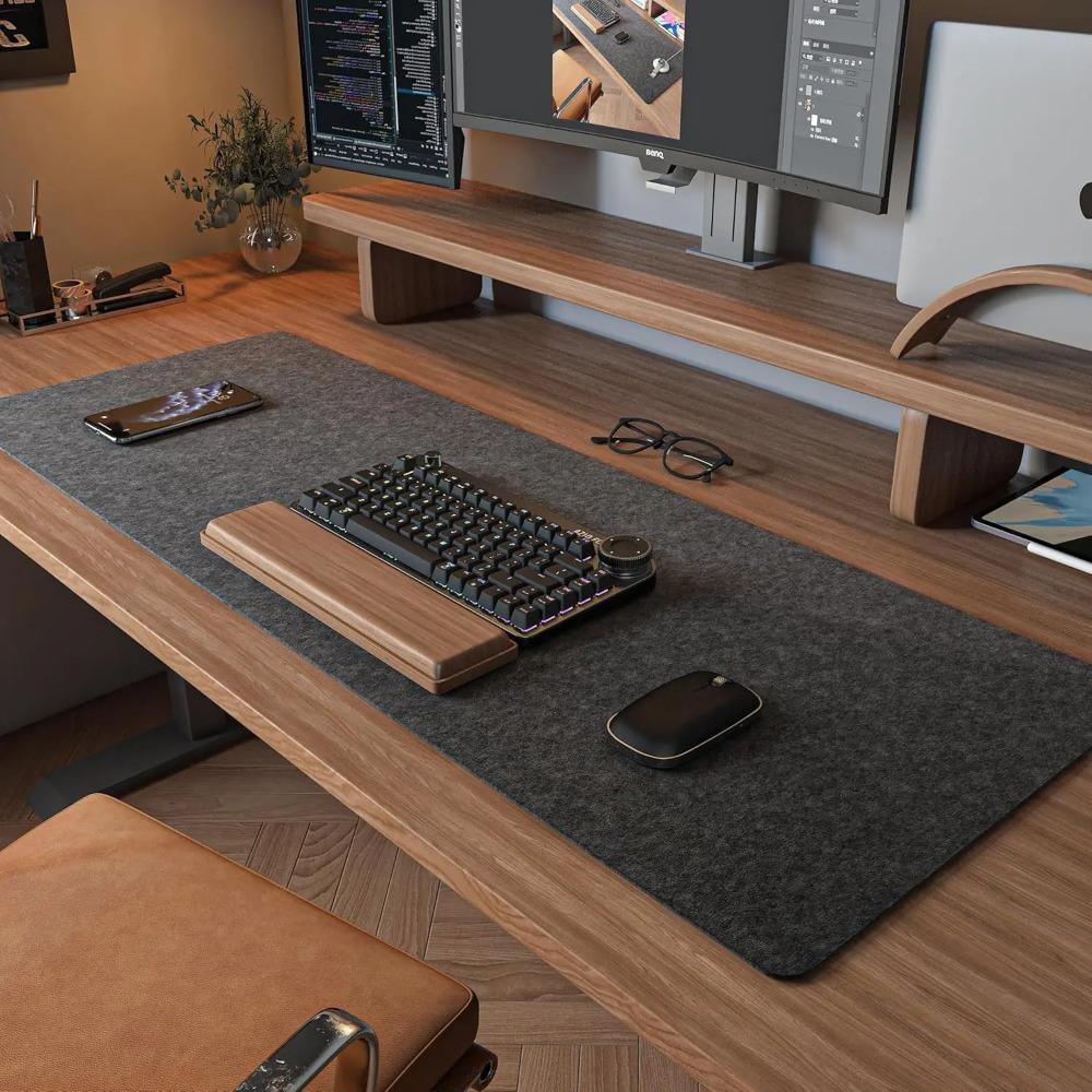 Felt Desk Mat Computer Mat for - Keyboard Cover 评论和价格