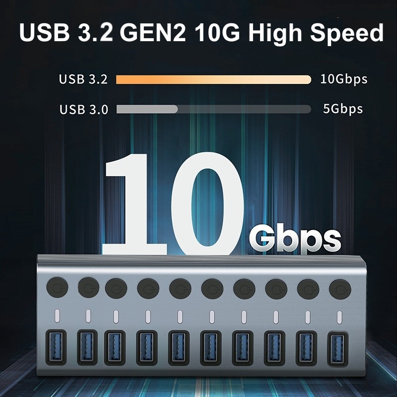 USB 3.0 Hub with 10 Ports High - Usb Hub 评论和价格