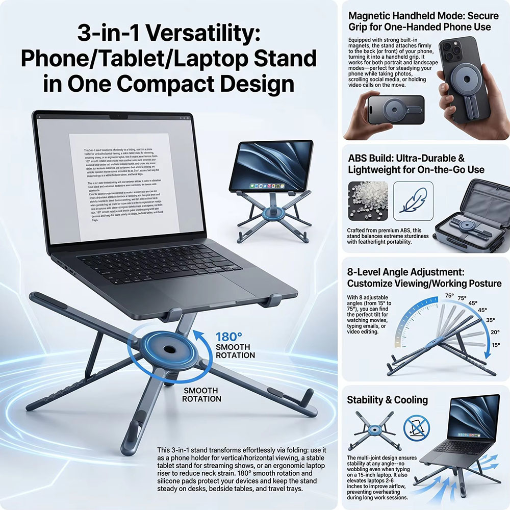 Portable Magnetic Phone Holder - Laptop Stand 评论和价格