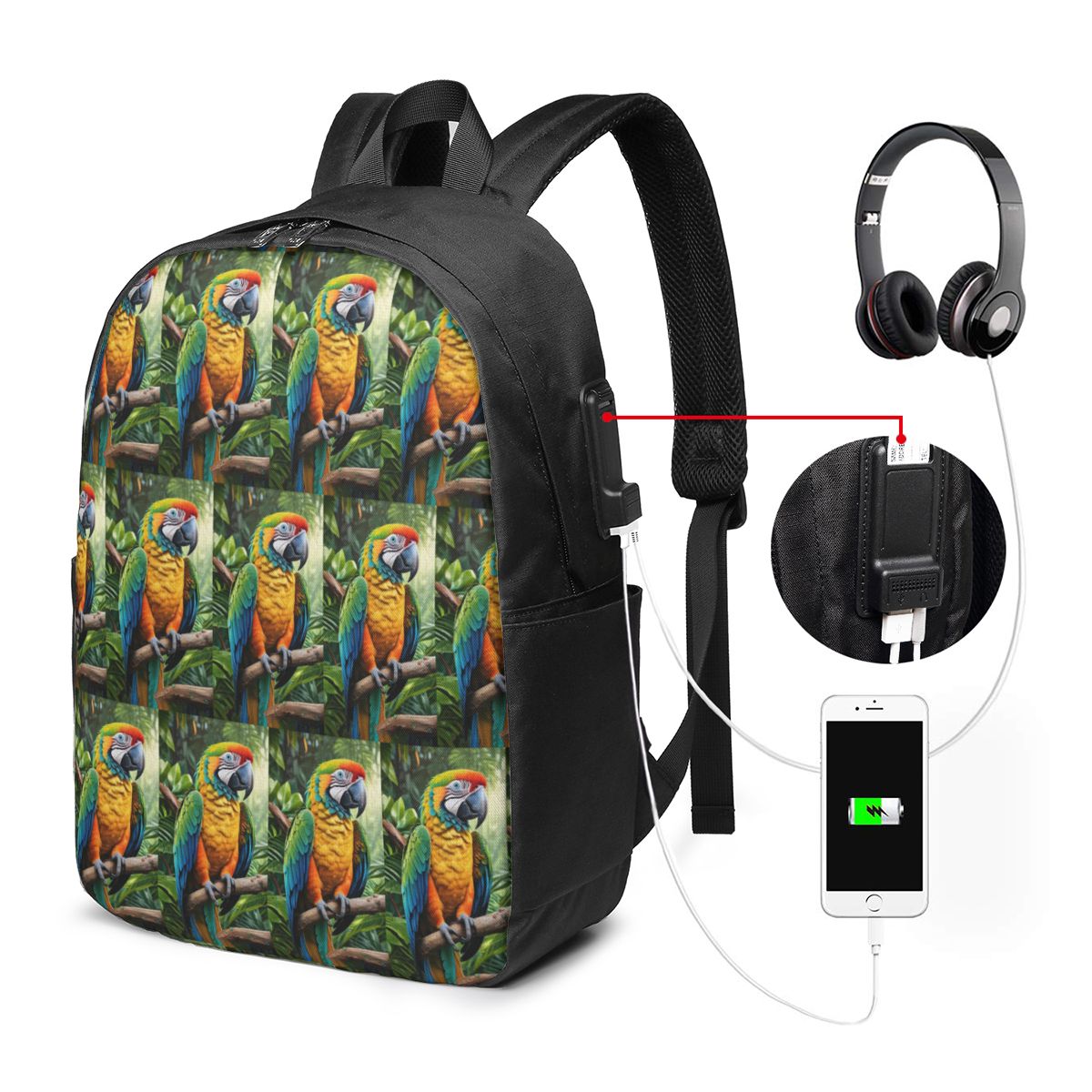 Cute Macaw Parrots Backpack Tr - Laptop Bag 评论和价格